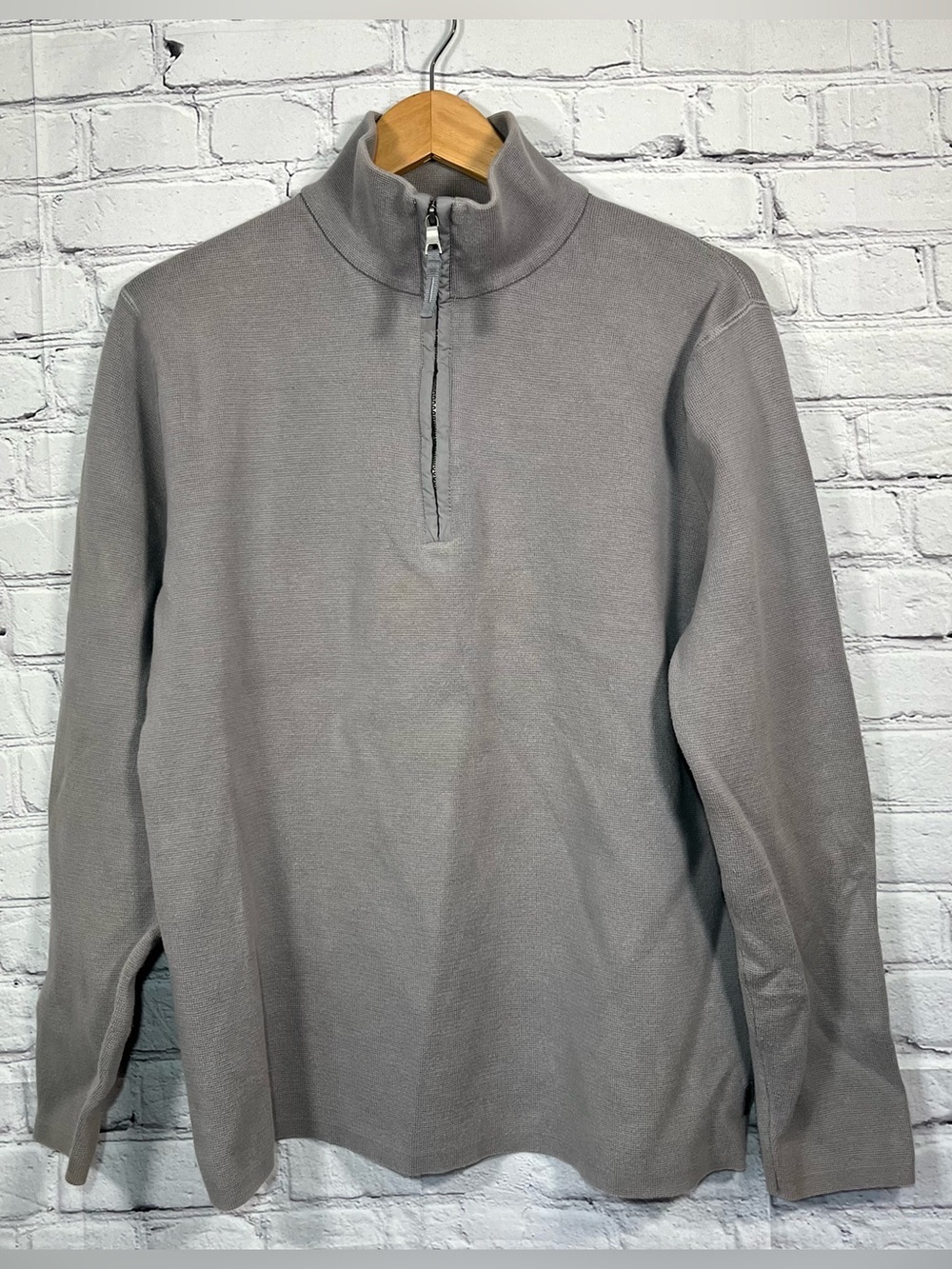 Vintage Banana Republic 1/4 Zip Knit Pullover Mens Medium Gray Elbow Patch